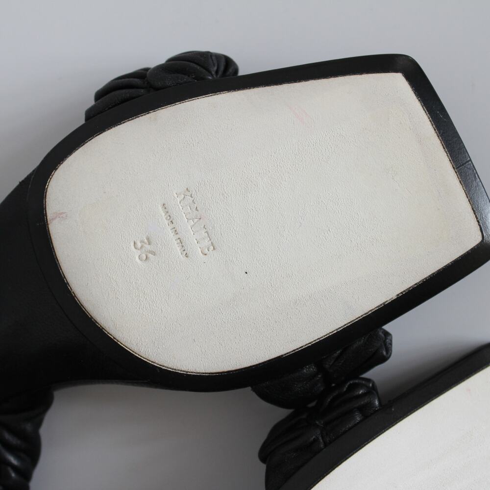 Khaite Lexington Black Ruched Leather Kitten-Heel Sandals (two different sizes) - Picture 15 of 16